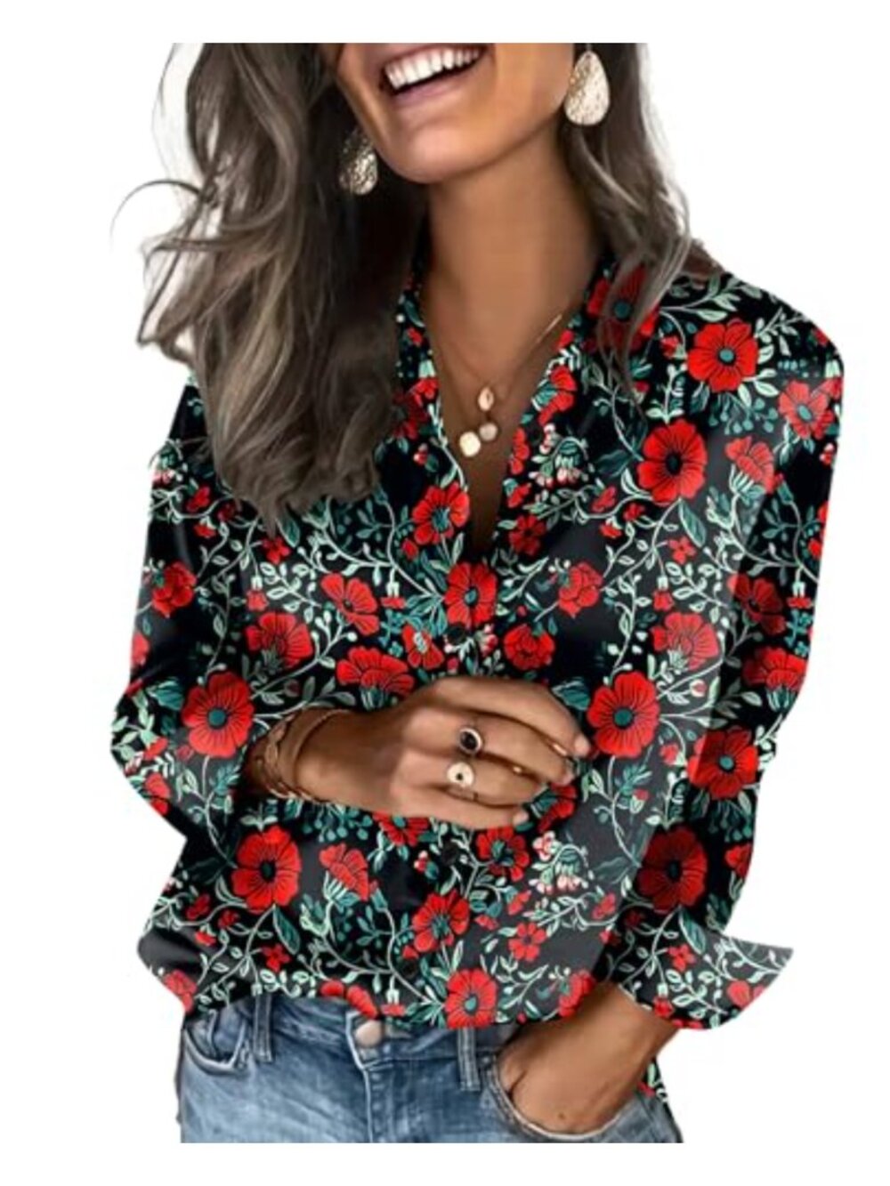 Satin Button Down Blouse Long Sleeve Business Casual Silk Top